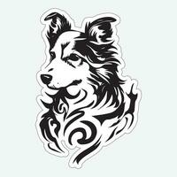 Dog art black and white sticker for printing vector