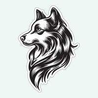 Dog art black and white sticker for printing vector