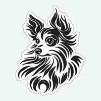 Dog art black and white sticker for printing vector