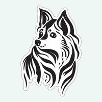 Dog art black and white sticker for printing vector