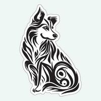 Dog art black and white sticker for printing vector