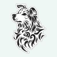 Dog art black and white sticker for printing vector