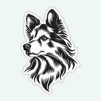 Dog art black and white sticker for printing vector