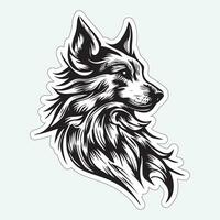 Dog art black and white sticker for printing vector