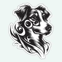 perro Arte negro y blanco pegatina para impresión vector