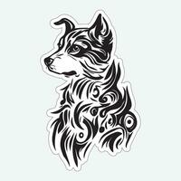 Dog art black and white sticker for printing vector