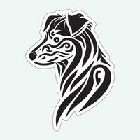 Dog art black and white sticker for printing vector