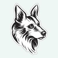 Dog art black and white sticker for printing vector