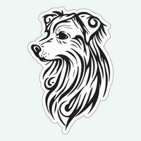 Dog art black and white sticker for printing vector