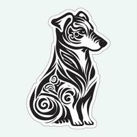 Dog art black and white sticker for printing vector