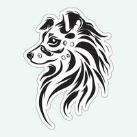 Dog art black and white sticker for printing vector