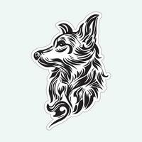 Dog art black and white sticker for printing vector