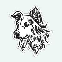 Dog art black and white sticker for printing vector