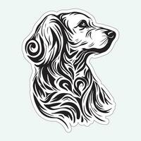 perro Arte negro y blanco pegatina para impresión vector