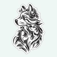 Dog art black and white sticker for printing vector