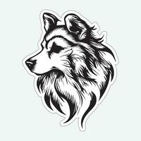 Dog art black and white sticker for printing vector