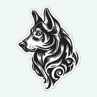 Dog art black and white sticker for printing vector