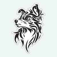 Dog art black and white sticker for printing vector