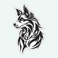 Dog art black and white sticker for printing vector