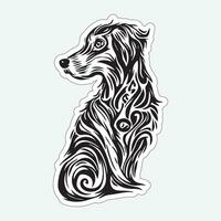 Dog art black and white sticker for printing vector