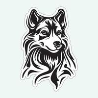 Dog art black and white sticker for printing vector