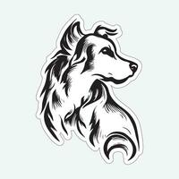 Dog art black and white sticker for printing vector