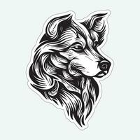 Dog art black and white sticker for printing vector