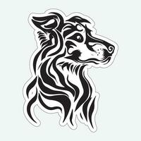 Dog art black and white sticker for printing vector