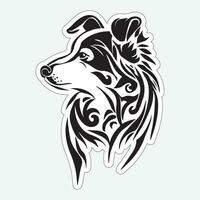 Dog art black and white sticker for printing vector