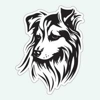 Dog art black and white sticker for printing vector