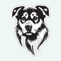 Dog art black and white sticker for printing vector