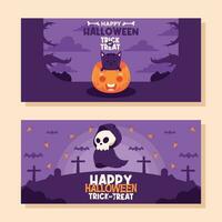 flat halloween background banner social media template vector