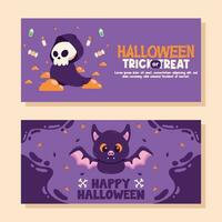 flat halloween background banner social media template vector