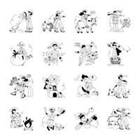 Bundle of Agriculture Hand Drawn Illustrations vector