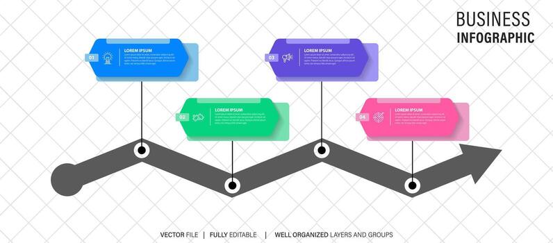 Business data visualization. Process chart. Abstract elements of graph, diagram with steps, options, parts or processes. Vector business template for presentation. Creative concept for infographic.