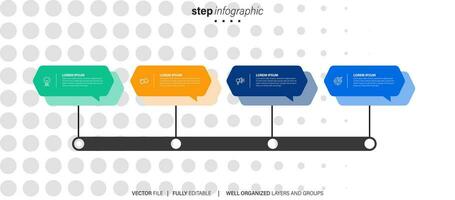 Growth opportunity infographic chart design template. Editable infochart with icons. Instructional graphics with 4 step sequence. Visual data presentation. Arial, Merriweather Sans fonts used vector