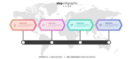 Modern vector flat illustration. Line infographic numbers template with four elements, icons. Timeline designed for business, presentations, web design, interface, diagrams with 4 steps