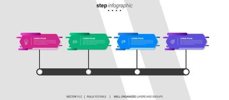 Modern vector flat illustration. Line infographic numbers template with four elements, icons. Timeline designed for business, presentations, web design, interface, diagrams with 4 steps