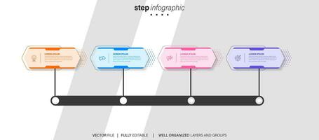 Modern vector flat illustration. Line infographic numbers template with four elements, icons. Timeline designed for business, presentations, web design, interface, diagrams with 4 steps