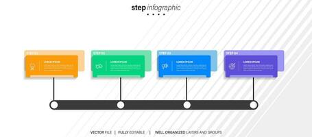 infographic template with 4 steps or options. Vector