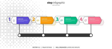 infographic template with 4 steps or options. Vector