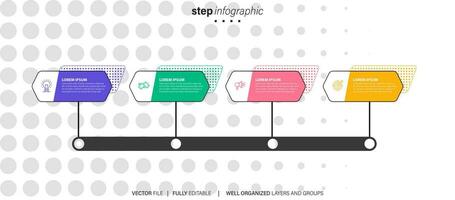 infographic template with 4 steps or options. Vector