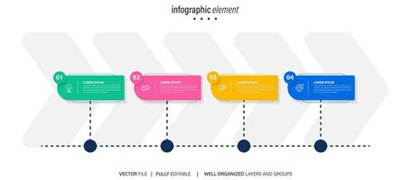 infographic template with 4 steps or options. Vector