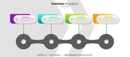 Vector Infographic arrow design with 4 options or steps. Infographics for business concept. Can be used for presentations banner, workflow layout, process diagram, flow chart, info graph