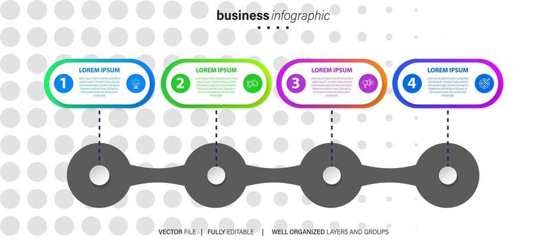 creativo concepto para infografía con 4 4 pasos, opciones, partes o procesos. negocio datos visualización. vector