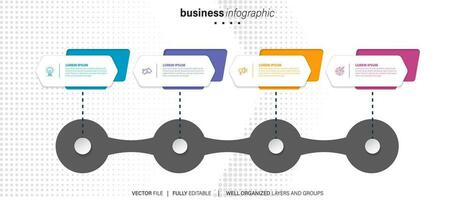 nuevo producto desarrollo infografía gráfico diseño modelo. editable infochart con iconos instructivo gráficos con 4 4 paso secuencia. visual datos presentación. vector