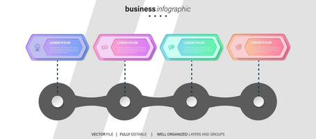 Infographic arrows with step up options. Vector template in flat design style