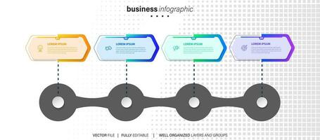 Business infographic template. Thin line design label with icon and 4 options, steps or processes. vector