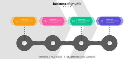 4 steps process modern infographic diagram vector