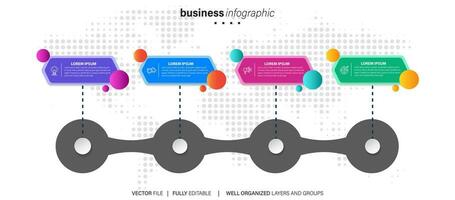 Business infographic template. Thin line design label with icon and 4 options, steps or processes. vector